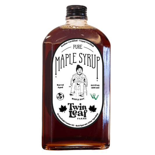 Twin Leaf Farms bourbon barrel aged maple syrup small batch kosher gift